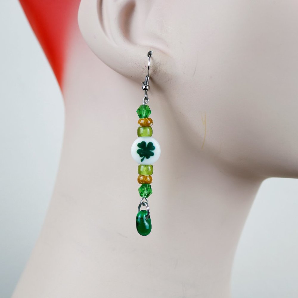 Lucky Charms Four-Leaf Clover Dangle Earrings